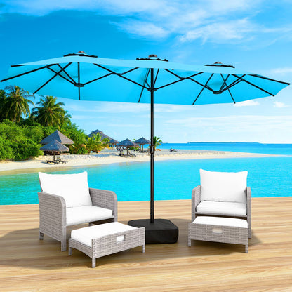 LAFWELL 15FT Double-Sided Patio Umbrella with Base Included, Large Outdoor Rectangular Market Umbrella for Backyard, Poolside, Lawn & Garden