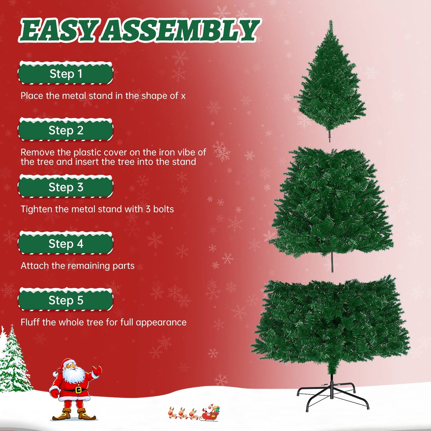 Premium 6FT Pre-Lit Classic Artificial Holiday Christmas Tree w/1,000 Branch Tips,250 LED Lights for Home,Office,Party Decoration