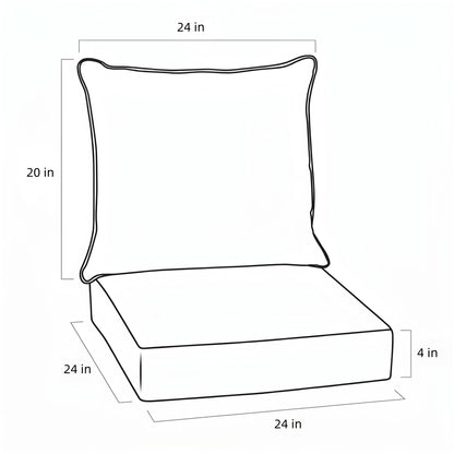 LAFWELL Outdoor Patio Cushion Set,24 in x 24 in,Waterproof Patio Furniture Deep Seat Cushions,Fade-Resistant,Sponge Filling Cushion for Chair, Sofa, and Couch