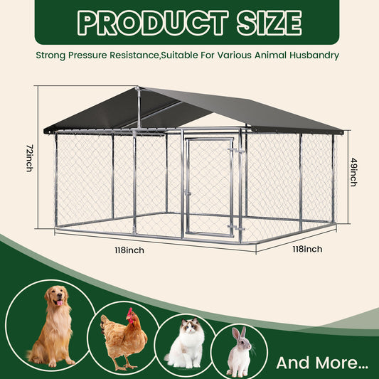 LAFWELL Outdoor Dog Playpen Heavy Duty Dog Kennel House Mesh Dog Big Cage Pet Kennel Steel Fence with Secure Lock