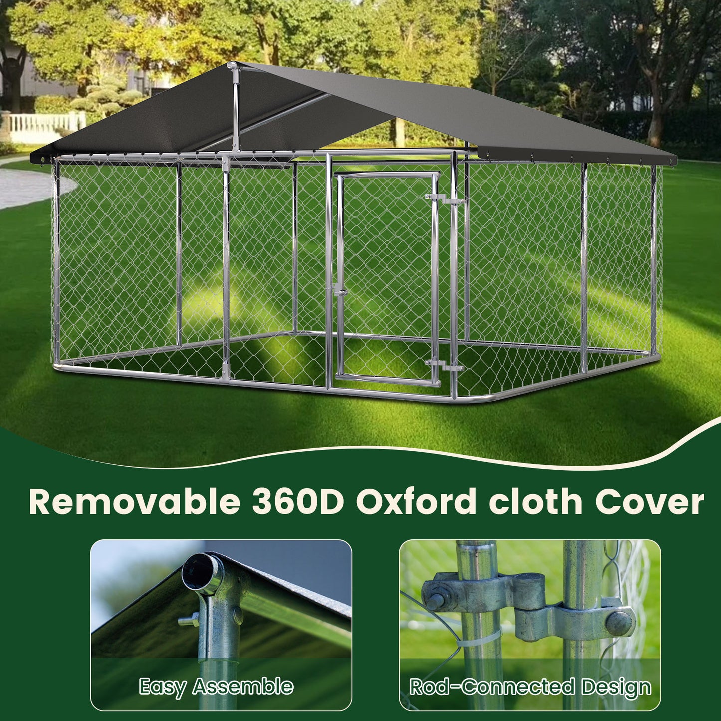 LAFWELL Outdoor Dog Playpen Heavy Duty Dog Kennel House Mesh Dog Big Cage Pet Kennel Steel Fence with Secure Lock