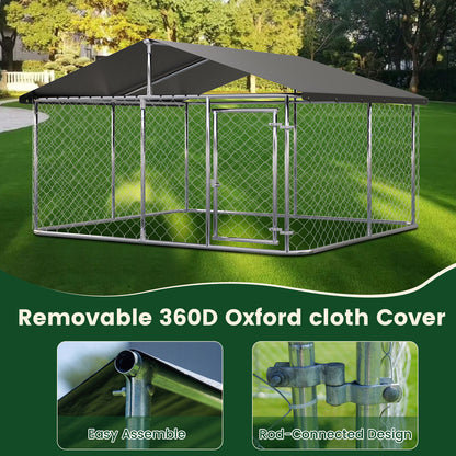 LAFWELL Outdoor Dog Playpen Heavy Duty Dog Kennel House Mesh Dog Big Cage Pet Kennel Steel Fence with Secure Lock
