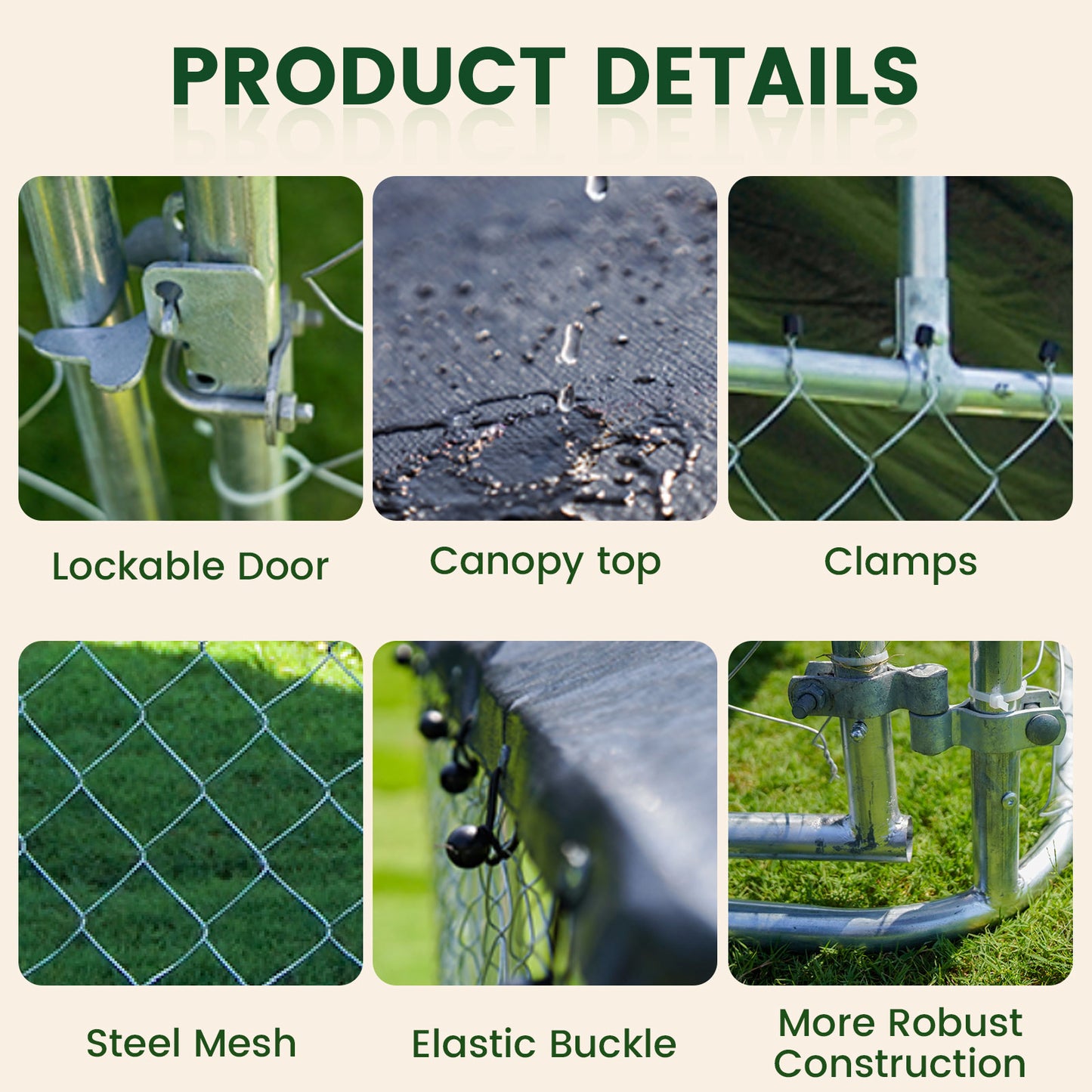 LAFWELL Outdoor Dog Playpen Heavy Duty Dog Kennel House Mesh Dog Big Cage Pet Kennel Steel Fence with Secure Lock