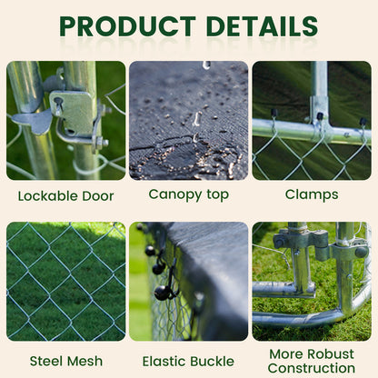 LAFWELL Outdoor Dog Playpen Heavy Duty Dog Kennel House Mesh Dog Big Cage Pet Kennel Steel Fence with Secure Lock