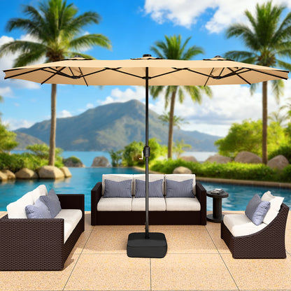 14 ft patio umbrella SUPERJARE Outdoor with 1.89 Inches Pole Caliber, Extra Large Double-Sided Design with Crank, Polyester Fabric white No PURPLE LEAF 14 ft. Patio