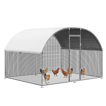 LAFWELL Petony Chicken Coop Outdoor Walk-in Poultry Cage Large Metal Pen Hen Run House Spire Shaped Cage with Waterproof Anti-Ultraviolet Cover,for Backyard Farm Rabbits Duck