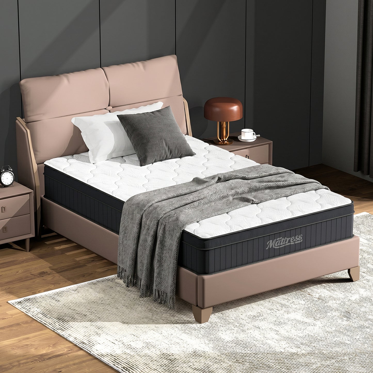 LAFWELL  12" 14" Hybrid Mattress in a Box | Twin Full Queen Size Innerspring Mattress with Individual Pocket Springs & High Density Foam | Medium Firm, Fiberglass Free, Pressure Relief, White