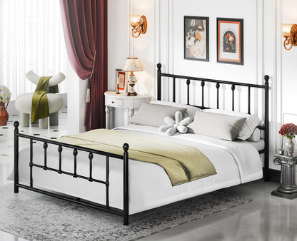 LAFWELL 14 Inch Full Size  Victorian Vintage Metal Platform Bed Frame with Headboard and Footboard, Underbed Storage, No Box Spring Needed, Easy Assembly, Black