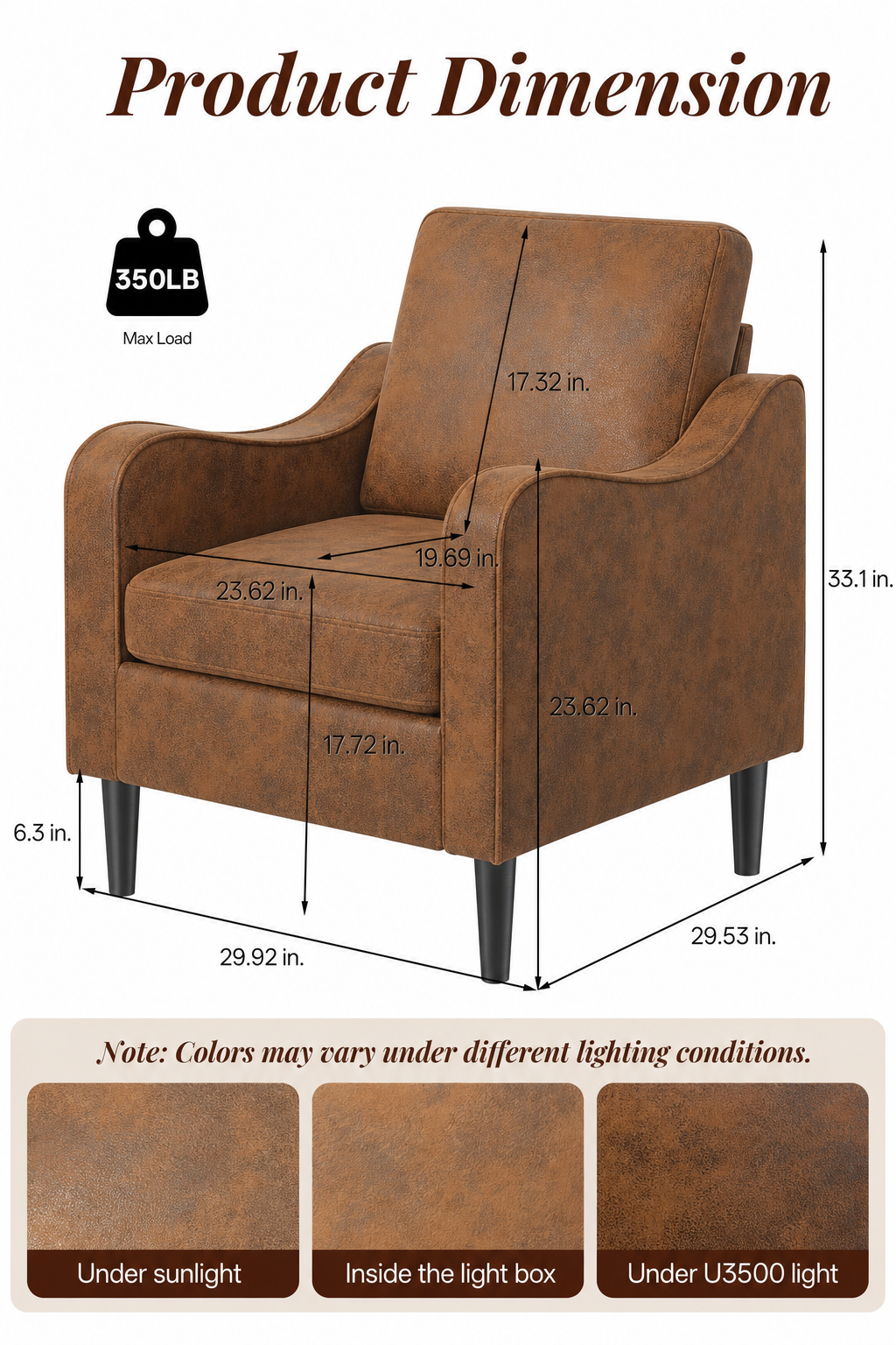 Accent Arm Chair – Navy Blue, Upholstered Scooped Comfy Reading Chair for Living Room, Bedroom, Apartment, Waiting Room