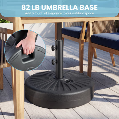 LAFWELL  Outdoor Patio Umbrella Stand, 85.7Lbs Water/Sand Filled Base with Steel Holder, Stable Support for 1.5'' Or 1.9'' Umbrella Pole, Black