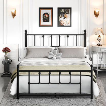 LAFWELL 14 Inch Full Size  Victorian Vintage Metal Platform Bed Frame with Headboard and Footboard, Underbed Storage, No Box Spring Needed, Easy Assembly, Black