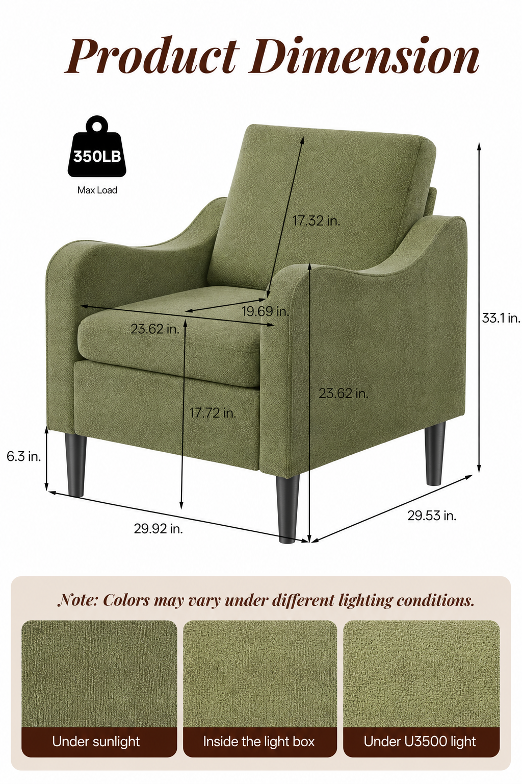 Accent Arm Chair – Navy Blue, Upholstered Scooped Comfy Reading Chair for Living Room, Bedroom, Apartment, Waiting Room