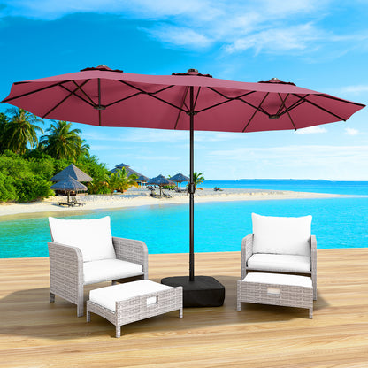 LAFWELL 15FT Double-Sided Patio Umbrella with Base Included, Large Outdoor Rectangular Market Umbrella for Backyard, Poolside, Lawn & Garden