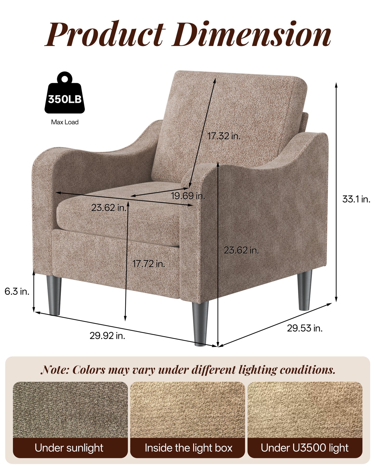 Accent Arm Chair – Navy Blue, Upholstered Scooped Comfy Reading Chair for Living Room, Bedroom, Apartment, Waiting Room