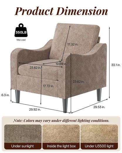 Accent Arm Chair – Navy Blue, Upholstered Scooped Comfy Reading Chair for Living Room, Bedroom, Apartment, Waiting Room