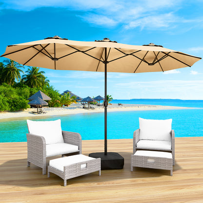 LAFWELL 15FT Double-Sided Patio Umbrella with Base Included, Large Outdoor Rectangular Market Umbrella for Backyard, Poolside, Lawn & Garden