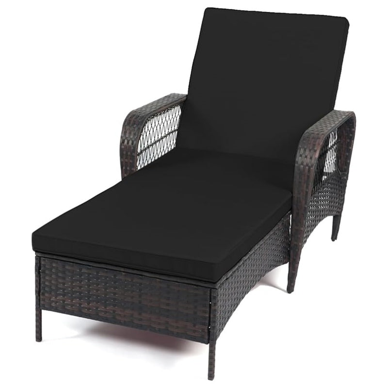 LAFWELL Rattan Outdoor Patio Lounge Chair  with 6 Adjustable Positions, Armrests, and Padded Cushions