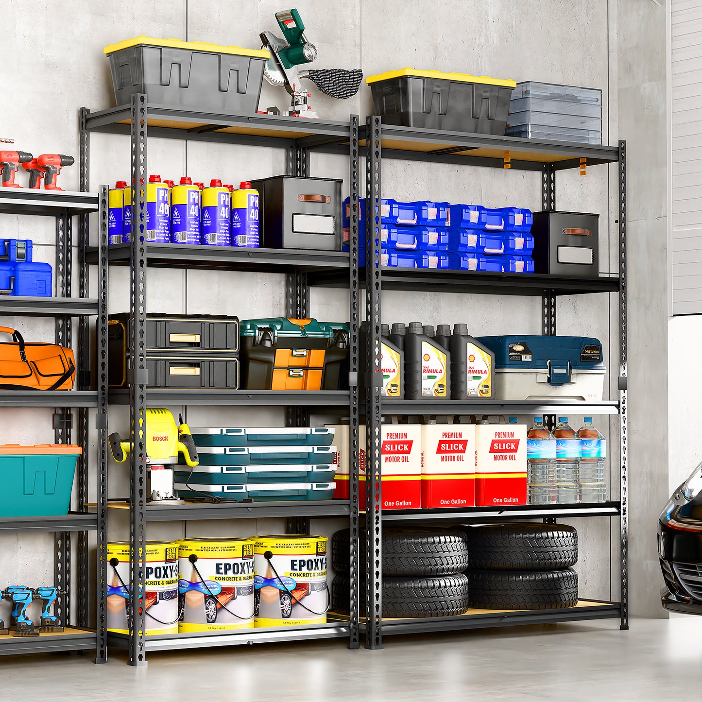 LAFWELL 5-Tier Storage Shelving Unit  2020 lbs Capacity, Heavy Duty Adjustable Metal Utility Shelf, 48" L x 18" W x 73" H for Garage, Kitchen, Pantry, Basement, Bathroom, Laundry