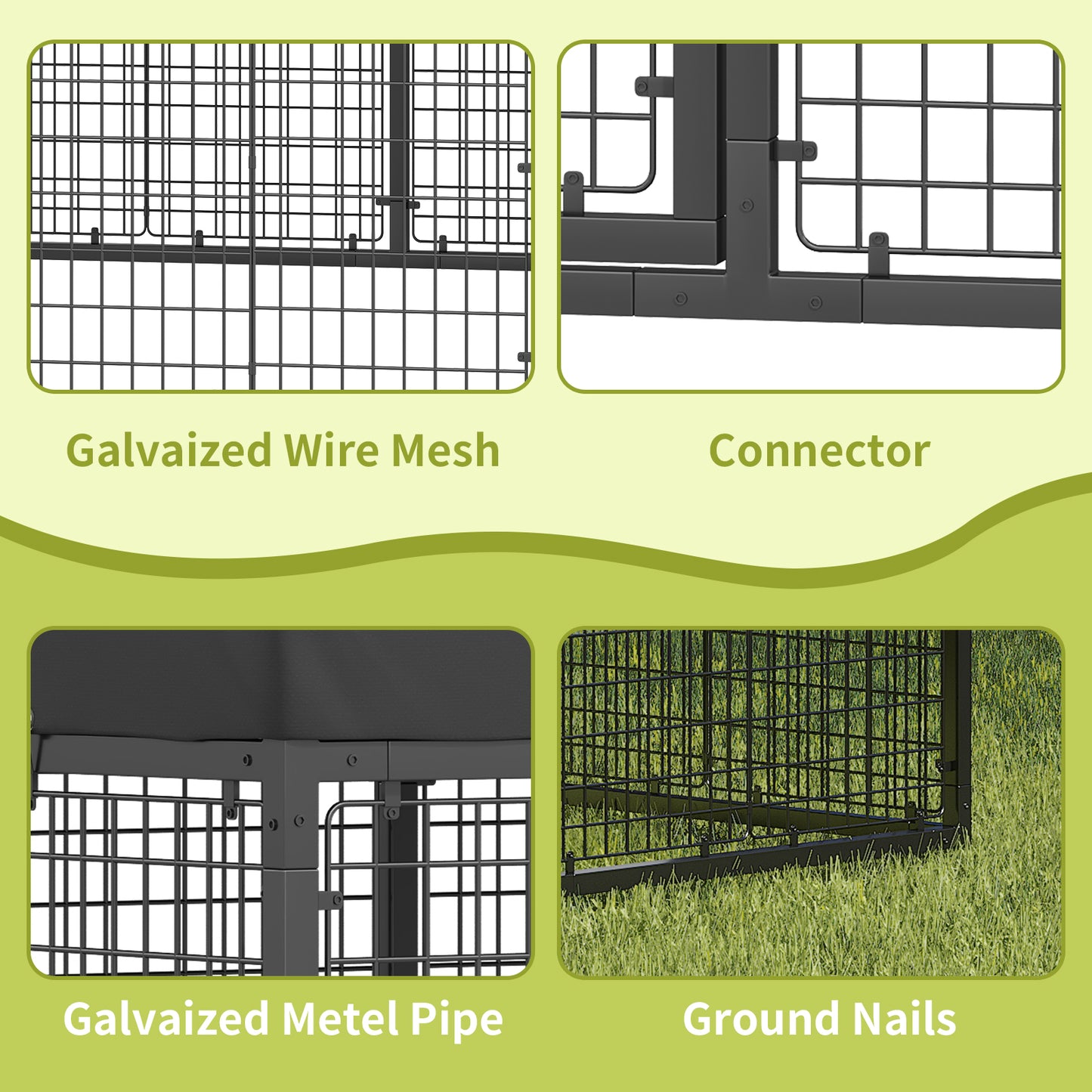 LAFWELL Outdoor Dog Playpen Heavy Duty Dog Kennel House Mesh Dog Big Cage Pet Kennel Steel Fence with Secure Lock