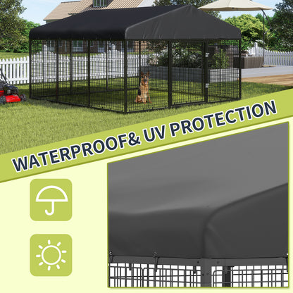 LAFWELL Outdoor Dog Playpen Heavy Duty Dog Kennel House Mesh Dog Big Cage Pet Kennel Steel Fence with Secure Lock