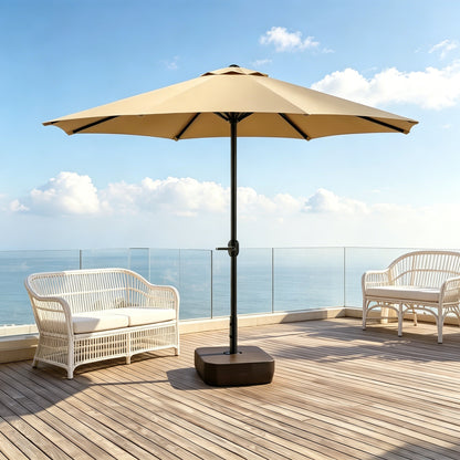 LAFWELL  9FT Outdoor Patio Umbrella with Easy Crank - UV Resistant & Waterproof Market Umbrella with Ventilated Canopy, 8 Sturdy Ribs & Powder-Coated Frame for Garden, Deck, Backyard, Pool, Patio Table