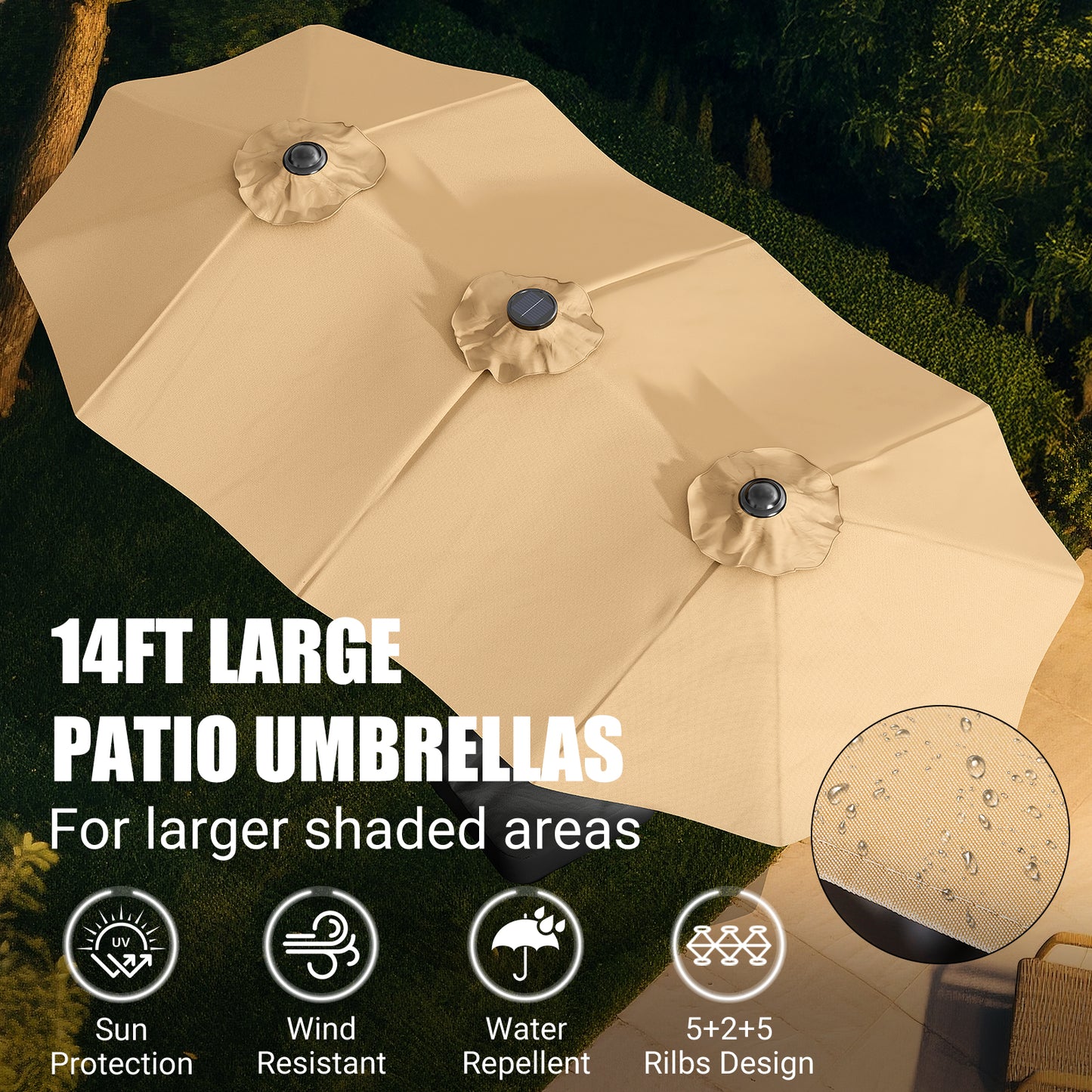 LAFWELL 14FT Double-Sided Patio Umbrella