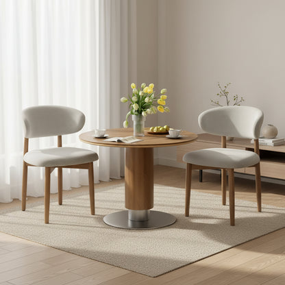 LAFWELL Wooden Dining Chairs Set of 2/4/6,Farmhouse Kitchen Chairs with Curved Back,Modern Fabric Upholstered Chairs for Dining Room