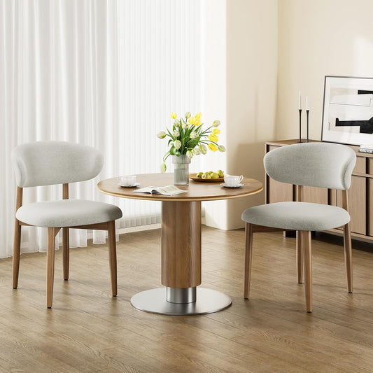 LAFWELL Wooden Dining Chairs Set of 2/4/6,Farmhouse Kitchen Chairs with Curved Back,Modern Fabric Upholstered Chairs for Dining Room