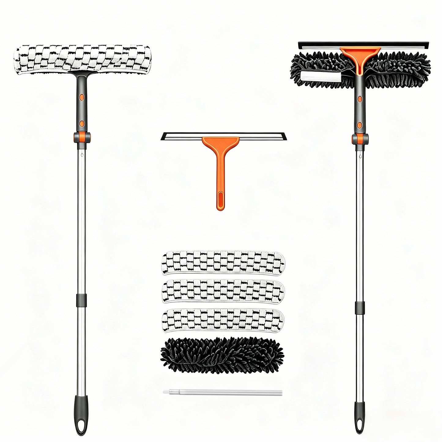 LAFWELL 2-in-1 Window Squeegee Cleaner Set with 62" Extendable Pole, Window Cleaning Kit with Bendable Head for Indoor & Outdoor Glass, Professional High Window Cleaning Tool for Car & Home