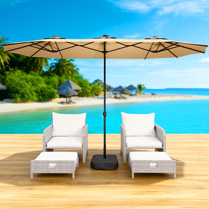 LAFWELL 15FT Double-Sided Patio Umbrella with Base Included, Large Outdoor Rectangular Market Umbrella for Backyard, Poolside, Lawn & Garden