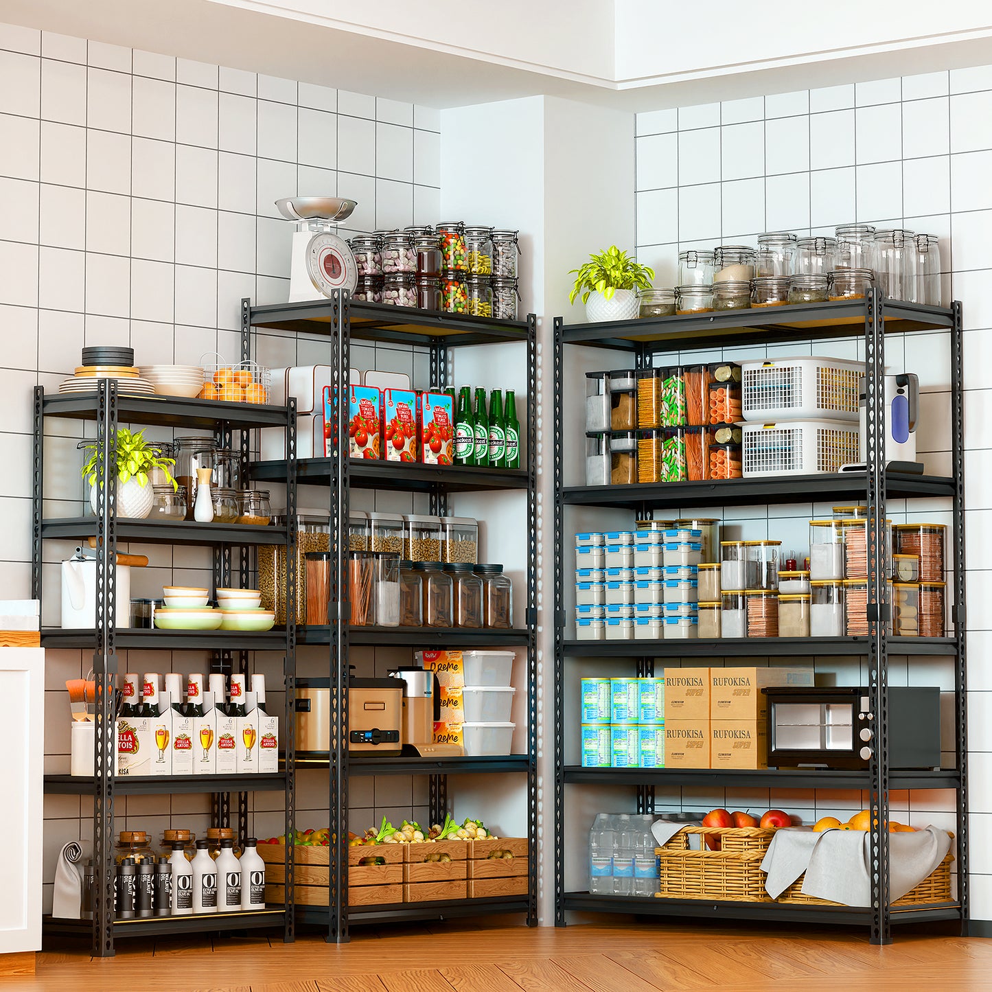 LAFWELL 5-Tier Storage Shelving Unit  2020 lbs Capacity, Heavy Duty Adjustable Metal Utility Shelf, 48" L x 18" W x 73" H for Garage, Kitchen, Pantry, Basement, Bathroom, Laundry