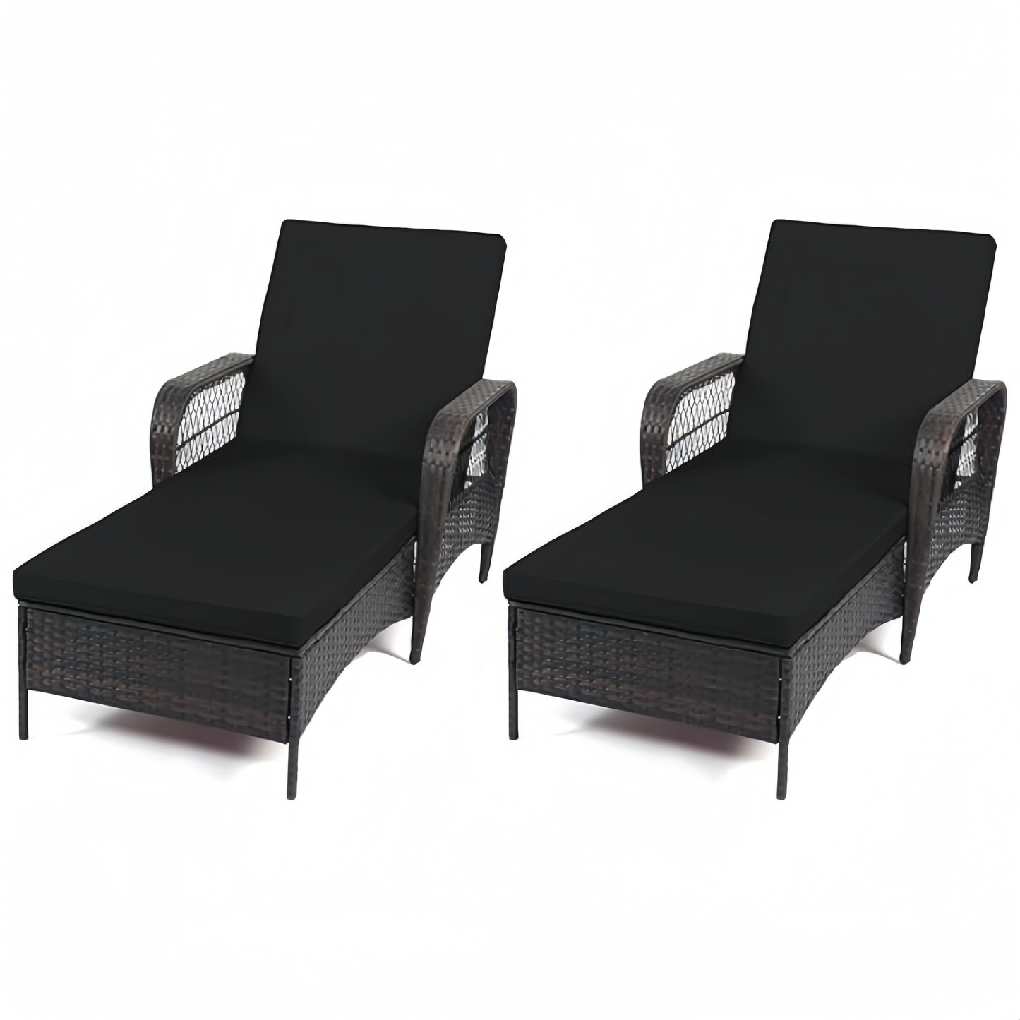 LAFWELL Rattan Outdoor Patio Lounge Chair  with 6 Adjustable Positions, Armrests, and Padded Cushions