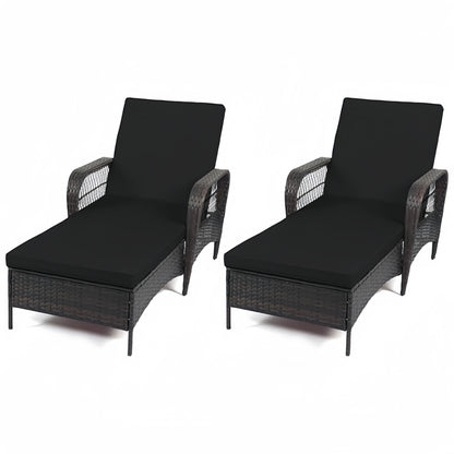 LAFWELL Rattan Outdoor Patio Lounge Chair  with 6 Adjustable Positions, Armrests, and Padded Cushions