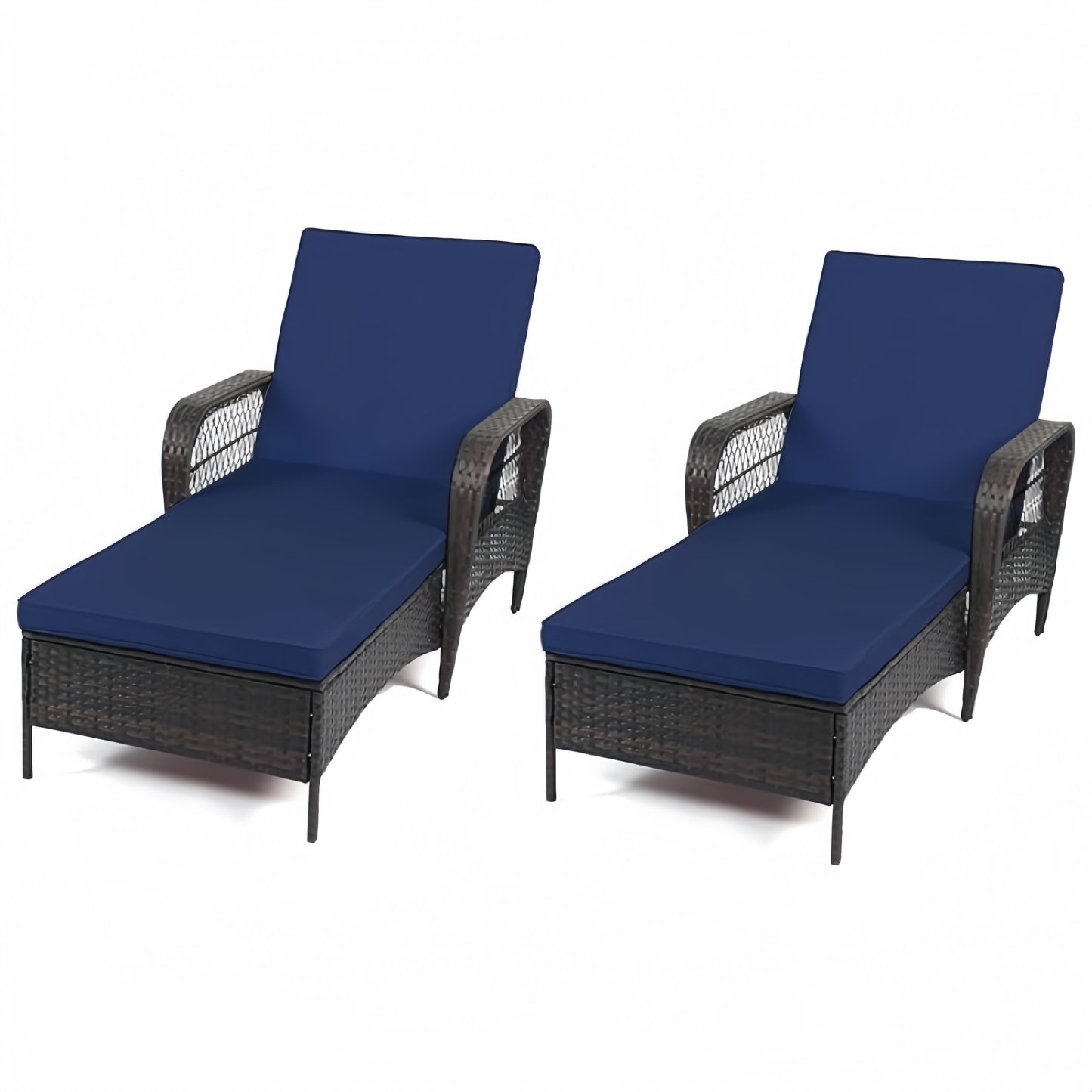 LAFWELL Rattan Outdoor Patio Lounge Chair  with 6 Adjustable Positions, Armrests, and Padded Cushions