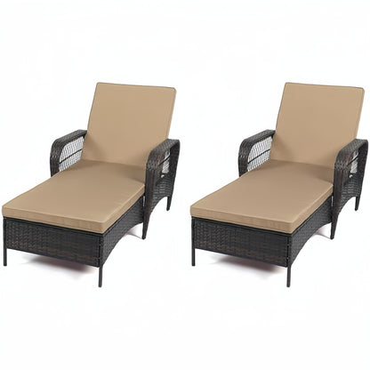 LAFWELL Rattan Outdoor Patio Lounge Chair  with 6 Adjustable Positions, Armrests, and Padded Cushions