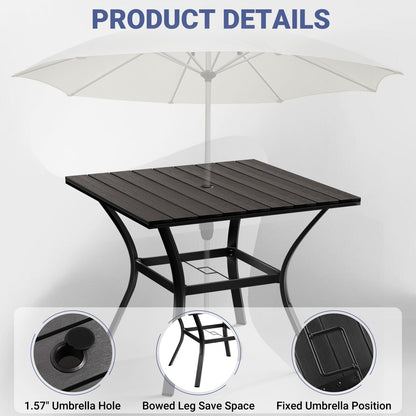LAFWELL 7 Piece Outdoor Patio Dining Set with 6 Swivel Dining Chairs & 1 Large Round Dining Table,Bistro Furniture Set for Lawn, Garden, Deck, Backyard and Porch