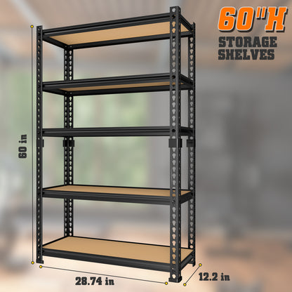 LAFWELL 5-Tier Storage Shelving Unit  2020 lbs Capacity, Heavy Duty Adjustable Metal Utility Shelf, 48" L x 18" W x 73" H for Garage, Kitchen, Pantry, Basement, Bathroom, Laundry