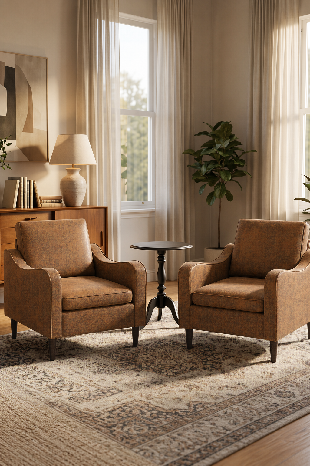 Accent Arm Chair – Navy Blue, Upholstered Scooped Comfy Reading Chair for Living Room, Bedroom, Apartment, Waiting Room