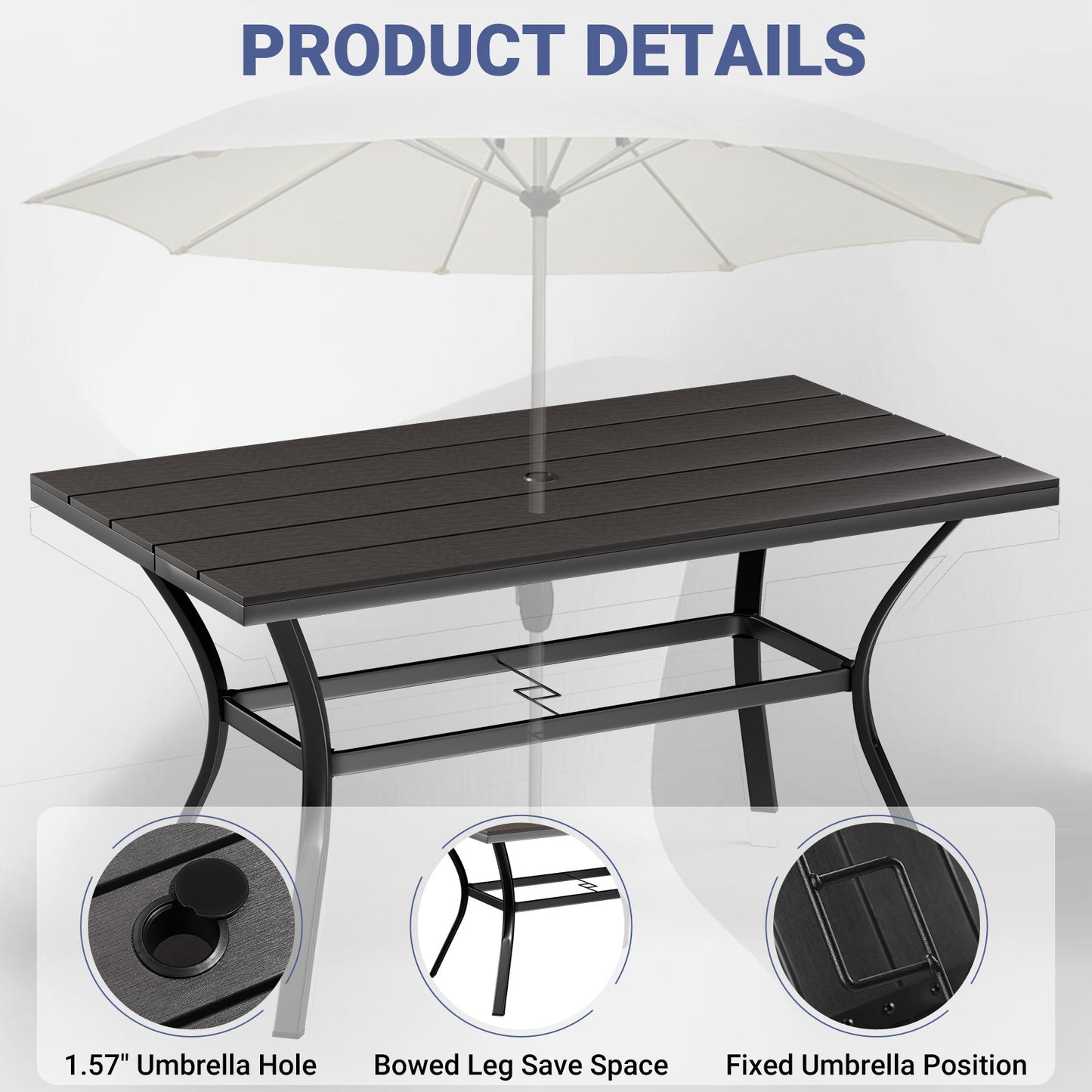 LAFWELL 7 Piece Outdoor Patio Dining Set with 6 Swivel Dining Chairs & 1 Large Round Dining Table,Bistro Furniture Set for Lawn, Garden, Deck, Backyard and Porch