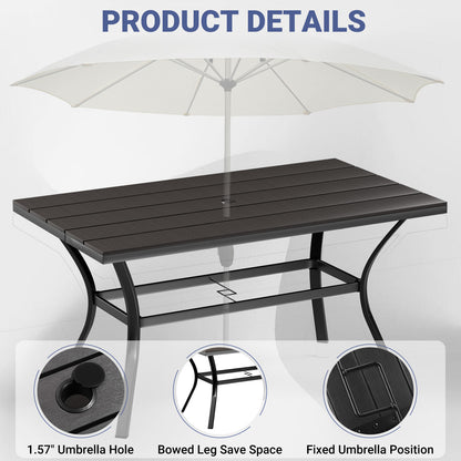 LAFWELL 7 Piece Outdoor Patio Dining Set with 6 Swivel Dining Chairs & 1 Large Round Dining Table,Bistro Furniture Set for Lawn, Garden, Deck, Backyard and Porch