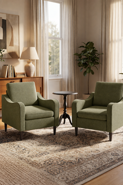 Accent Arm Chair – Navy Blue, Upholstered Scooped Comfy Reading Chair for Living Room, Bedroom, Apartment, Waiting Room