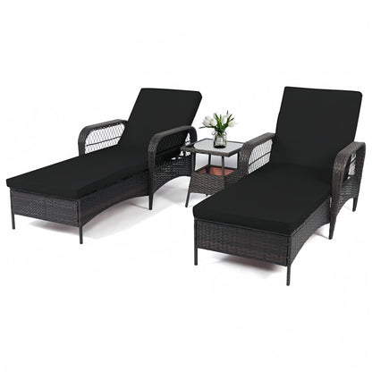 LAFWELL Rattan Outdoor Patio Lounge Chair  with 6 Adjustable Positions, Armrests, and Padded Cushions
