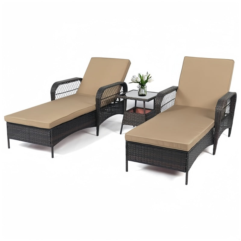 LAFWELL Rattan Outdoor Patio Lounge Chair  with 6 Adjustable Positions, Armrests, and Padded Cushions
