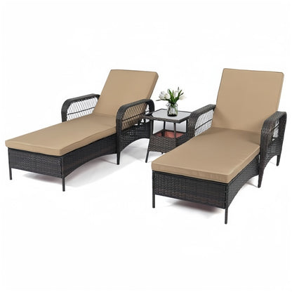 LAFWELL Rattan Outdoor Patio Lounge Chair  with 6 Adjustable Positions, Armrests, and Padded Cushions