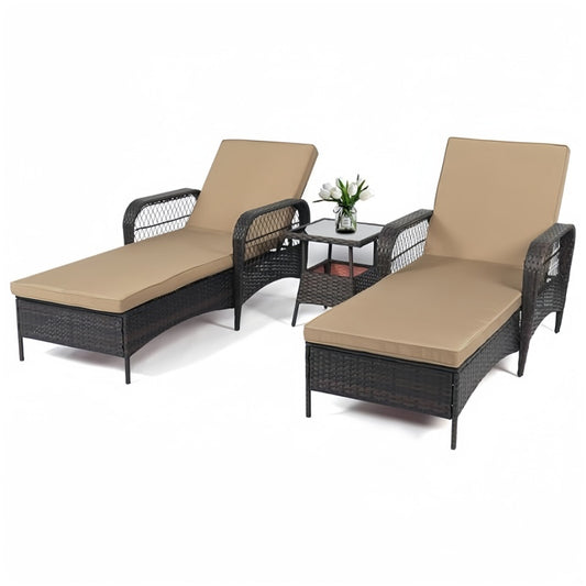 LAFWELL Rattan Outdoor Patio Lounge Chair  with 6 Adjustable Positions, Armrests, and Padded Cushions