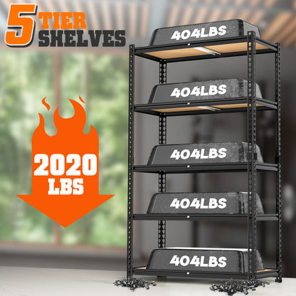 LAFWELL 5-Tier Storage Shelving Unit  2020 lbs Capacity, Heavy Duty Adjustable Metal Utility Shelf, 48" L x 18" W x 73" H for Garage, Kitchen, Pantry, Basement, Bathroom, Laundry