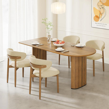 LAFWELL Wooden Dining Chairs Set of 2/4/6,Farmhouse Kitchen Chairs with Curved Back,Modern Fabric Upholstered Chairs for Dining Room