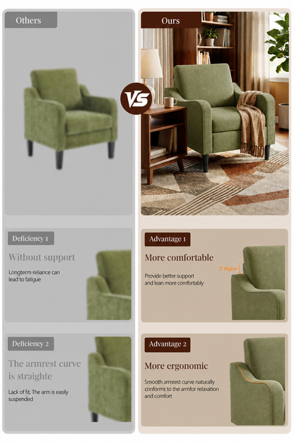 Accent Arm Chair – Navy Blue, Upholstered Scooped Comfy Reading Chair for Living Room, Bedroom, Apartment, Waiting Room