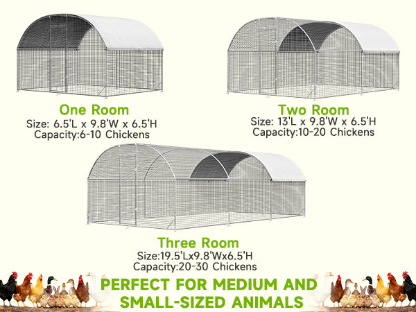 LAFWELL Petony Chicken Coop Outdoor Walk-in Poultry Cage Large Metal Pen Hen Run House Spire Shaped Cage with Waterproof Anti-Ultraviolet Cover,for Backyard Farm Rabbits Duck