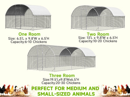 LAFWELL Petony Chicken Coop Outdoor Walk-in Poultry Cage Large Metal Pen Hen Run House Spire Shaped Cage with Waterproof Anti-Ultraviolet Cover,for Backyard Farm Rabbits Duck